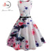 Floral Print Summer Dress Women  Vintage Elegant Swing Rockabilly Party Dresses Plus Size Casual Midi Tunic Runway Dress