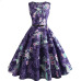 Floral Print Women Summer Dress Hepburn 50s 60s Retro Swing Vintage Dress A-Line Party Dresses With Belt jurken Plus Size