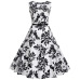 Floral Print Women Summer Dress Hepburn 50s 60s Retro Swing Vintage Dress A-Line Party Dresses With Belt jurken Plus Size