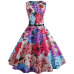 Floral Print Women Summer Dress Hepburn 50s 60s Retro Swing Vintage Dress A-Line Party Dresses With Belt jurken Plus Size