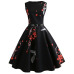 Floral Print Women Summer Dress Hepburn 50s 60s Retro Swing Vintage Dress A-Line Party Dresses With Belt jurken Plus Size