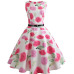 Floral Print Women Summer Dress Hepburn 50s 60s Retro Swing Vintage Dress A-Line Party Dresses With Belt jurken Plus Size