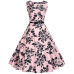 Floral Print Women Summer Dress Hepburn 50s 60s Retro Swing Vintage Dress A-Line Party Dresses With Belt jurken Plus Size