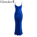 Glamaker Glod satin lace up sexy dress Women backless fashion silk long party dress Elegant club evening soft summer dress 2019