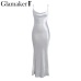 Glamaker Glod satin lace up sexy dress Women backless fashion silk long party dress Elegant club evening soft summer dress 2019