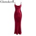 Glamaker Glod satin lace up sexy dress Women backless fashion silk long party dress Elegant club evening soft summer dress 2019