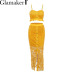 Glamaker Hollow out sexy yellow long dress Women white lace ruffle maxi night dress Bodycon summer red holiday party beach dress