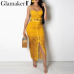 Glamaker Hollow out sexy yellow long dress Women white lace ruffle maxi night dress Bodycon summer red holiday party beach dress