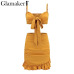 Glamaker Ruffle halter pleated women dress Sexy v nerk party beach dress summer Bow tie bodycon mini dress female dress vestidos