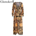 Glamaker Vintage split sexy boho dress Women summer elegant print maxi dress long sleeve paisley 2019 long robe party club dress