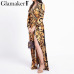 Glamaker Vintage split sexy boho dress Women summer elegant print maxi dress long sleeve paisley 2019 long robe party club dress