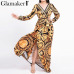 Glamaker Vintage split sexy boho dress Women summer elegant print maxi dress long sleeve paisley 2019 long robe party club dress