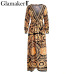 Glamaker Vintage split sexy boho dress Women summer elegant print maxi dress long sleeve paisley 2019 long robe party club dress