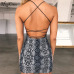 Hugcitar backless hollow out sexy bodycon dresses 2018 autumn women fashion club snakeskin print mini club dress