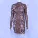 Hugcitar long sleeve high neck leopard print sexy dresses 2018 autumn winter women fahsion high waist Christmas party dresses