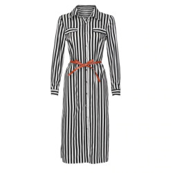 KANCOOLD Dress Women fashion Stripe Printed Long Sleeves Button Dress Bandage Belt Shirt Long Dress women 2018AUG8