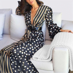 KANCOOLD Dress Womens Boho Half Sleeve Wave Point Fashion Dress Ladies Casual Evening Paty Long Dress women 2018AUG15