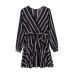 KANCOOLD Dress Women's Fashion Lantern Sleeve Casual Striped V-Neck Dress Casual Ruffle Mini Party Dress women 2018AUG9