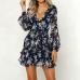 KANCOOLD Dress Womens Floral Leaf Printed Lantern Sleeve Empire Dress Ladies Summer Beach Casual Mini Dress women 2018AUG9