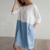 KANCOOLD dress Women Casual Patchwork 1/2 Sleeved Cotton Linen Dress Oversize Loose Pockets Tunic dress women 2018jul31