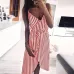 KANCOOLD dress Women Stripe Printing Sleeveless Off Shoulder Dress Evening Party Vest Empire Sashes dress women 2018AUG1