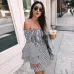 KANCOOLD dress Womens Holiday Off Shoulder Stripe Party Ladies Casual Dress Long Sleeve Bohe dress women 2018jul19