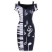 KANCOOLD dress new high quality Music Note Print Strapless V-neck Short Sleeve Dress Camisole Mini dress women AP24