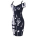 KANCOOLD dress new high quality Music Note Print Strapless V-neck Short Sleeve Dress Camisole Mini dress women AP24