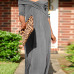 Leisure Dew Shoulder Grey Cotton Blend Ankle Length Dress Leisure Dew Shoulder Grey Cotton Blend Ankle Length Dress