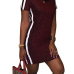 Leisure Round Neck Patchwork Wine Red Polyester Sheath Mini Dress Leisure Round Neck Patchwork Wine Red Polyester Sheath Mini Dress
