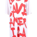Leisure Round Neck Short Sleeves Letters Printing White Polyester Knee Length Dress Leisure Round Neck Short Sleeves Letters Printing White Polyester Knee Length Dress