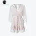 Lily Rosie Girl White Lace Dot Women Mini Dresses Summer Sexy V Neck Party Beach Mesh Dress Backless Flare Sleeve Vestidos