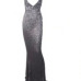 Love&Lemonade .  Elastic Sequin V Collar Exposed Back Long Dress NAVY/SILVER/PINK/BLACK/RED/Champagne LM80119