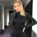 Macheda 2018 New Autumn Fashion Women Casual Long Sleeve Half Open Zip Collar Straight Solid Color Dress Tight Sexy Mini Dress