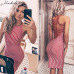 Macheda Summer Women Sexy sleeveless Back Lace Dress White And Red Striped Dresses 2018 New Casual Elegant Slim Women Dress