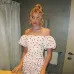 Macheda Women Dress 2018 New Summer Sexy Off Shoulder Short Sleeve Heart Print Dress Tight Style Short Party Beach Dresses
