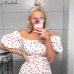 Macheda Women Dress 2018 New Summer Sexy Off Shoulder Short Sleeve Heart Print Dress Tight Style Short Party Beach Dresses