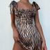 Macheda Women Fashion Slim Zebra Print Dress Sleeveless Adjustable Spaghetti Strap Bodycon Casual Vestidos Dress 2019 New