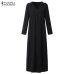 Maxi Dress Women Long Sleeve Hooded Cotton Linen Dress ZANZEA 2019 Autumn Kaftan Female Vintage Casual Tunic Vestido Oversized