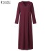 Maxi Dress Women Long Sleeve Hooded Cotton Linen Dress ZANZEA 2019 Autumn Kaftan Female Vintage Casual Tunic Vestido Oversized