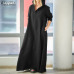 Maxi Dress Women Long Sleeve Hooded Cotton Linen Dress ZANZEA 2019 Autumn Kaftan Female Vintage Casual Tunic Vestido Oversized