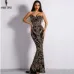 Missord 2017 Sexy New Bra Off Shoulder Retro Geometry Sequin Female Reflective Dress Floor Length Party Elegant  Dress FT8888