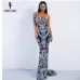 Missord 2017 Sexy New Bra Off Shoulder Retro Geometry Sequin Female Reflective Dress Floor Length Party Elegant  Dress FT8888
