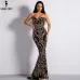 Missord 2017 Sexy New Bra Off Shoulder Retro Geometry Sequin Female Reflective Dress Floor Length Party Elegant  Dress FT8888