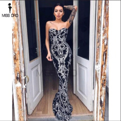 Missord 2017 Sexy New Bra Off Shoulder Retro Geometry Sequin Female Reflective Dress Floor Length Party Elegant  Dress FT8888