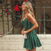 NLW Vintage Green Polka Dot Stain Dress Women 2019 Summer Sexy Strap Backless Short Dress Girl Stylish Party Dress Vestidos