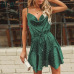 NLW Vintage Green Polka Dot Stain Dress Women 2019 Summer Sexy Strap Backless Short Dress Girl Stylish Party Dress Vestidos