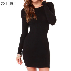 New 2017 Women Summer Autumn Sexy Casual dress Fashion elegent Black Dress Vestidos Long Sleeve Dress