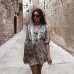 New High Street  Women A-line Dresses Snakeskin Printed Half Sleeve Button Dress