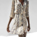 New High Street  Women A-line Dresses Snakeskin Printed Half Sleeve Button Dress